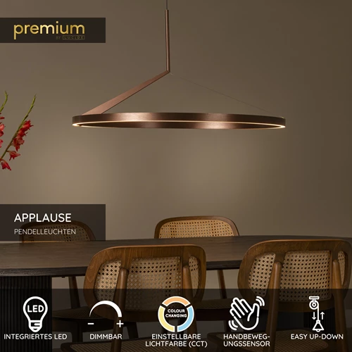Lucide APPLAUSE - Pendelleuchten - Ø 80 cm - LED Dim. - CCT - 1x50W 2700K/4000K - Hand-Bewegungssensor - Kaffee | Premium - USP